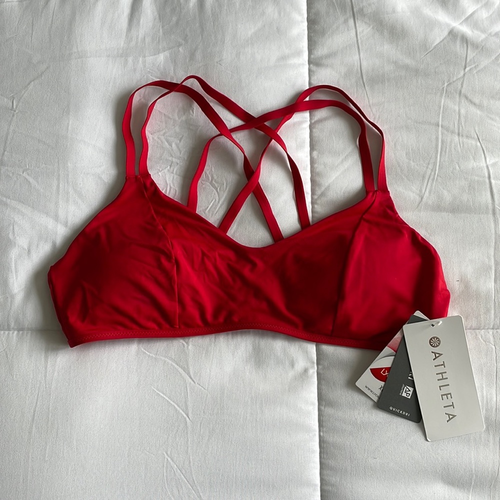 Athleta Red South Swell Bikini Top Sz L NWT